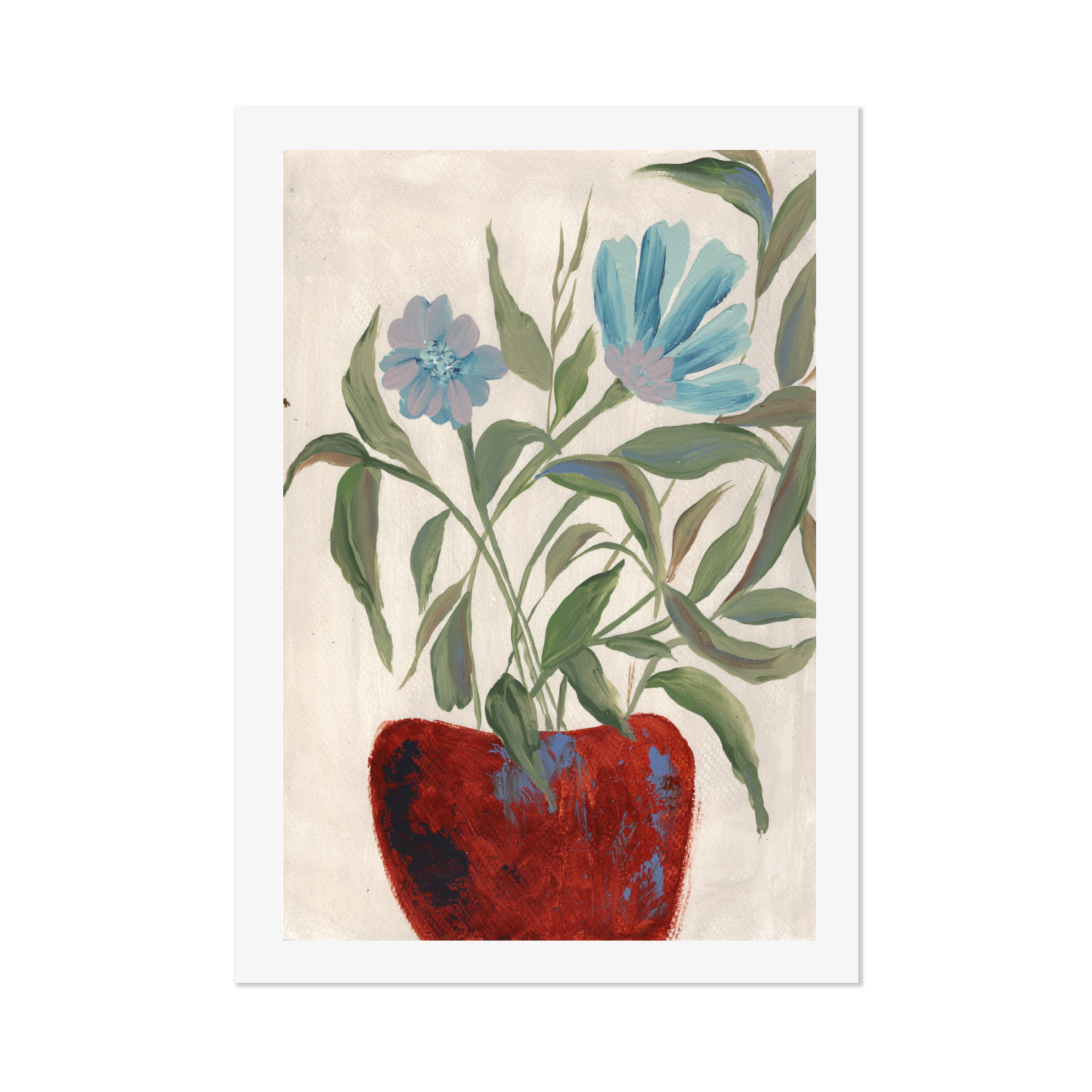 Blue Flower Serenity Wall Art Print Framed Canvas Poster Eucalypt